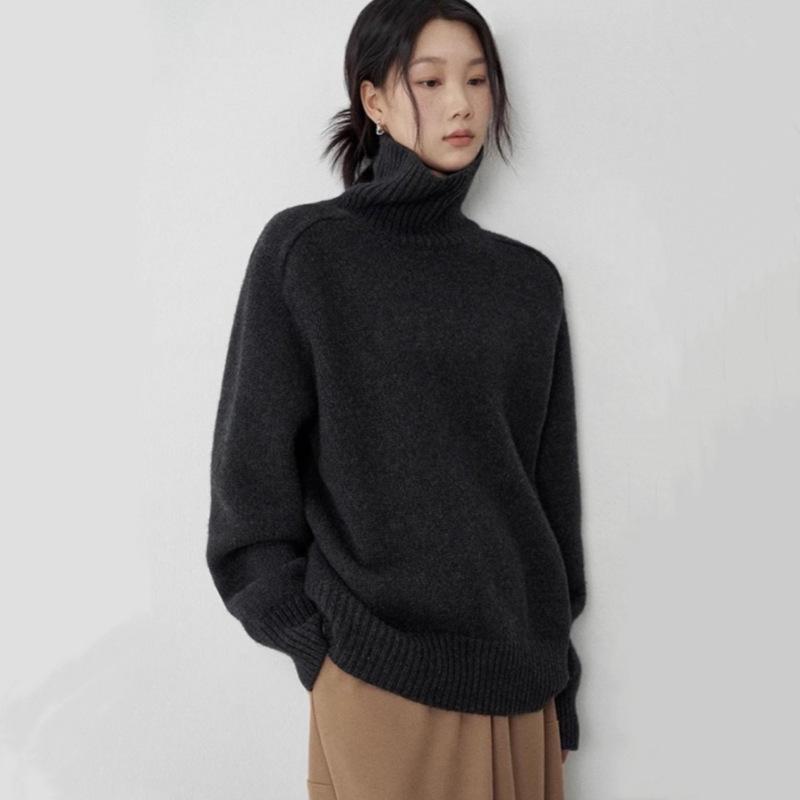 Women's Thickened High-Neck Wool Knit Pullover - Autumn/Winter '26 Collection
