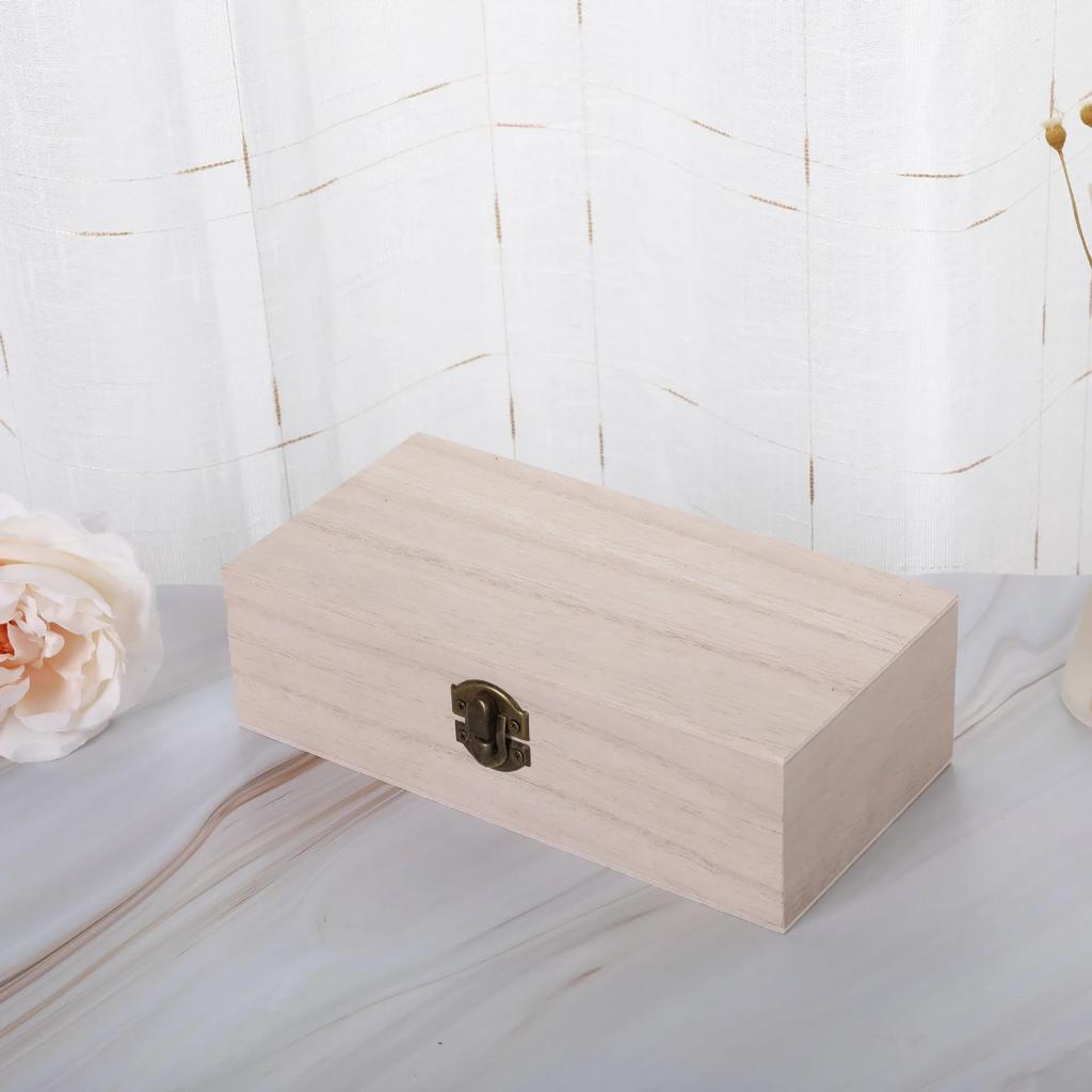 Wooden Desktop Organizer Retro Vintage Jewelry Storage Box with Lock Rectangular Box for Necklace Bracelet Ring Ornaments