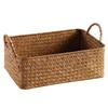 Japanese Straw-Woven Storage Basket for Snacks, TV Accessories, Cosmetics, and Masks