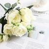 30cm Rose Pink Silk Bouquet Peony Artificial Flowers 5 Big Heads 4 Small Bud Bride Wedding Home Decoration Fake Flowers Faux