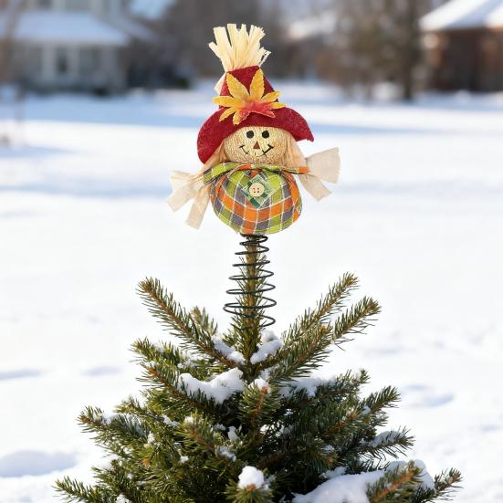 Thanksgiving Scarecrow Miniature Fall Scarecrow Tree Topper 8 Inches Miniature Harvest Autumn Ornaments for Farmhouse Home Party Supplies