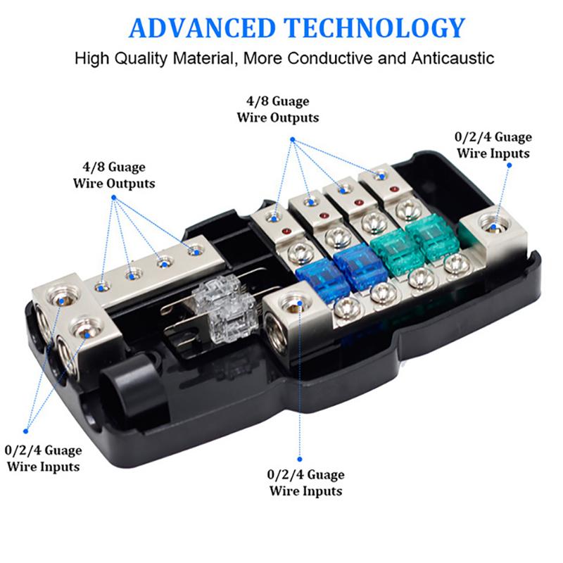 24V 12V 30A 60A Fuse Blade Box Splitter Block Dc Distribution Led Indicator Accessores For Car Player Audio Stereo Fuses Holder