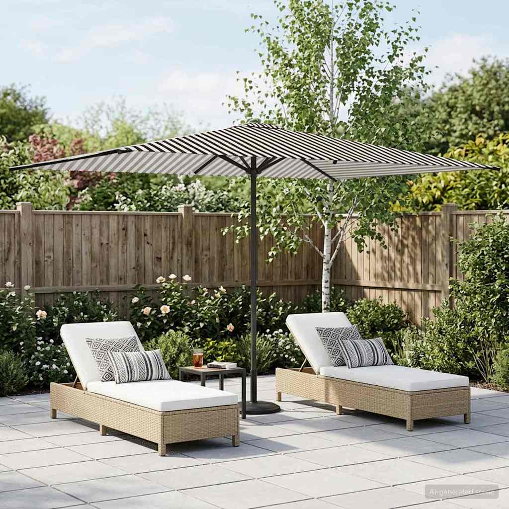 Garden Umbrella with Base 200 X 300 Cm Polyester Rectangular