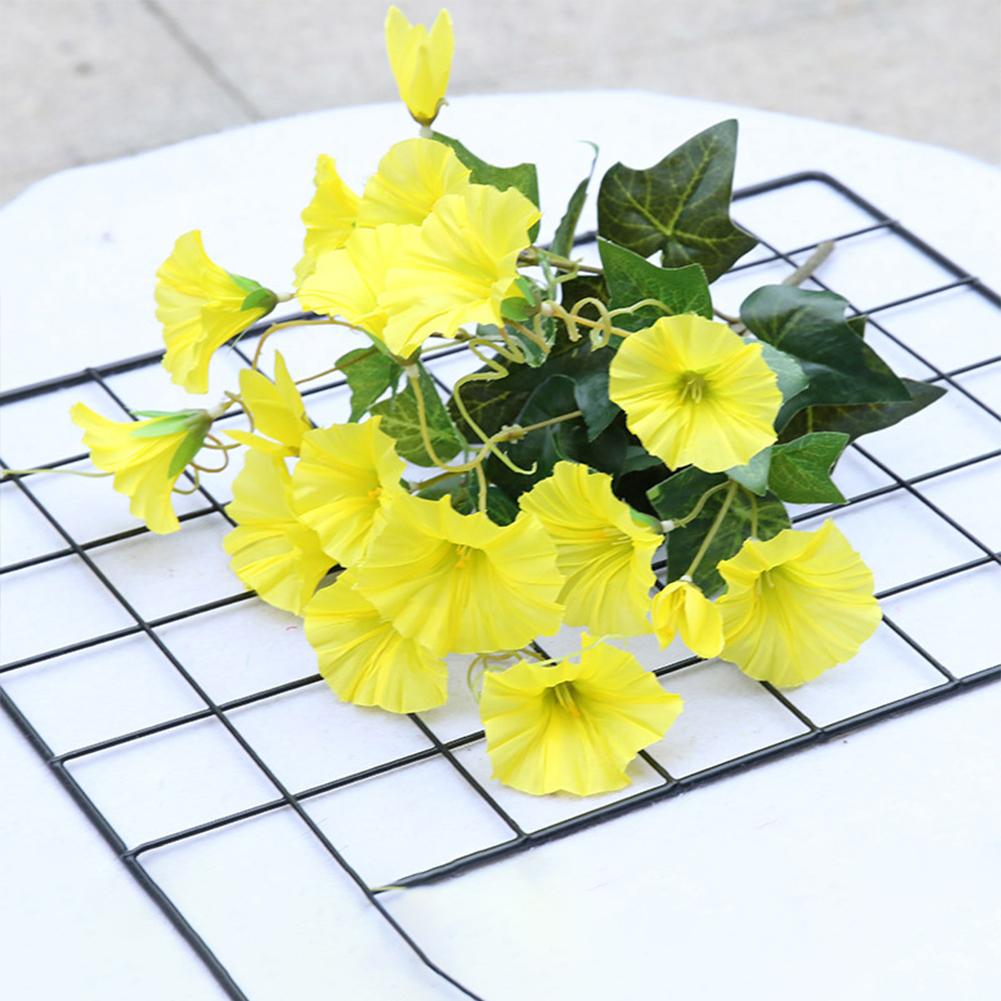Artificial Flower Artificial Morning Glory Rattan Plastic Flower Decoration For Home Office yellow