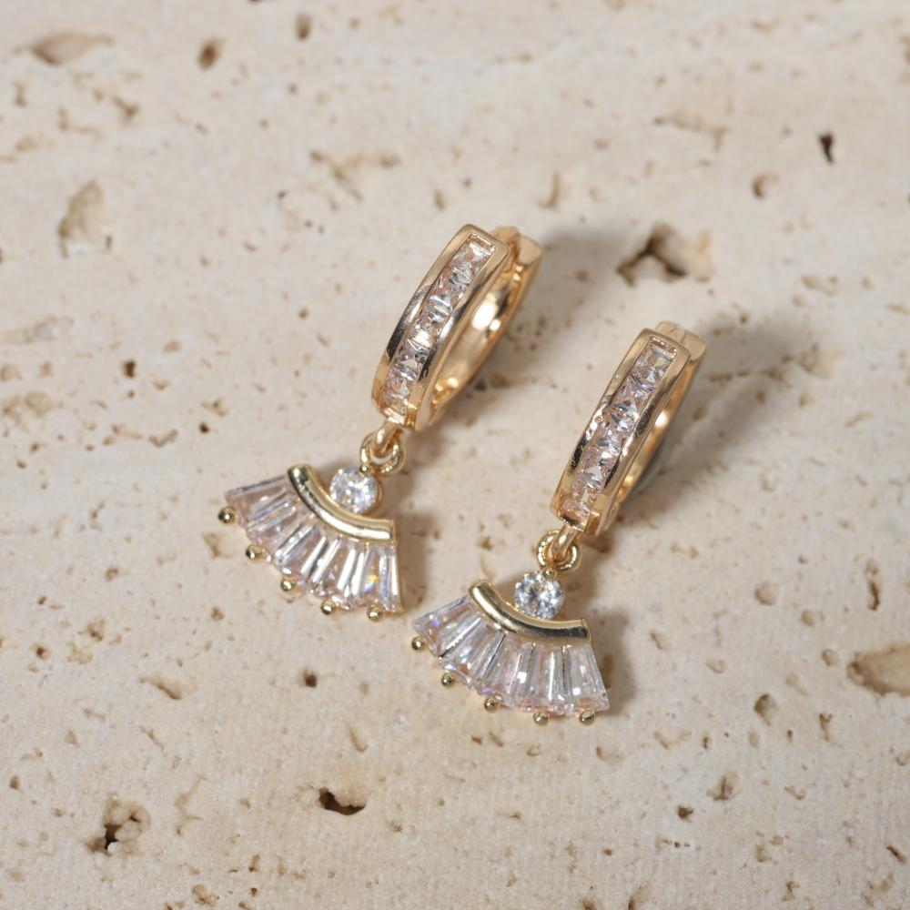 Chic Geometry Shaped Zirconia Dangle Earrings Fashion Jewelry for Daily Wear