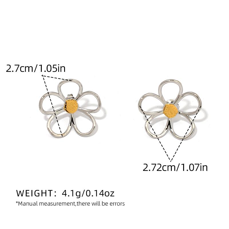 

Stainless Steel Hollow Flower Retro Creative Light Luxury Earrings 18K PVD Plated Anti Allergic Rust Proof Stylish Zircon