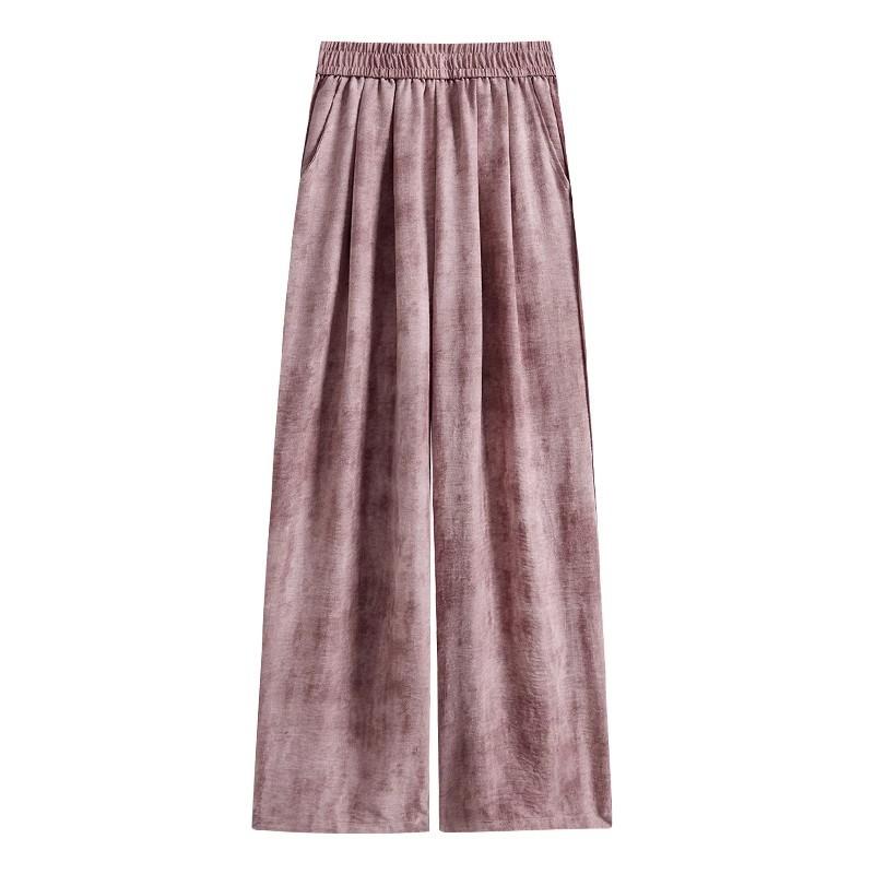 Women Casual Designer Loose Wide Leg Pants Girls Tie Dye Stacked Straight Leg Slacks Pink Black Apricot Baggy Pants