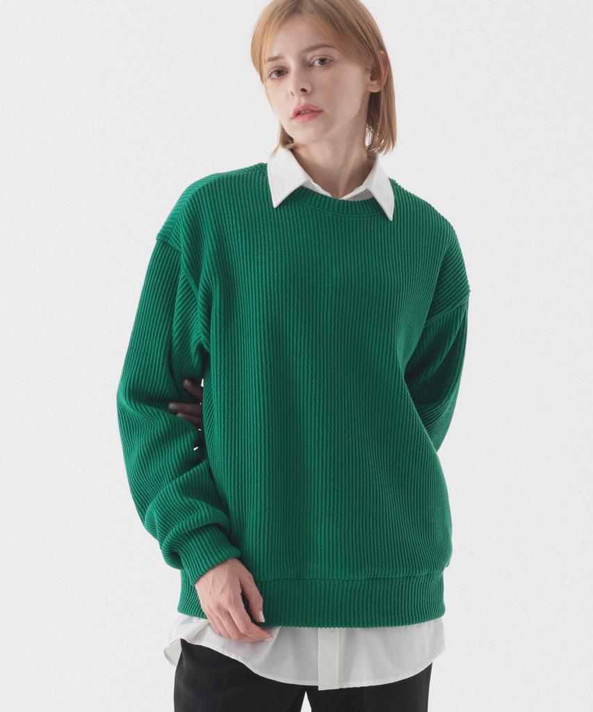 PIANER Comfortable Oversized Crew Neck Knit (Green)