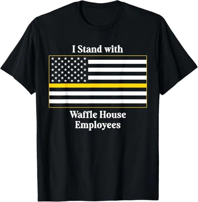 I Stand With Waffle House Employees Funny America Flag T shirt M