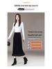 Elegant Lace Gold Velvet A-Line Skirt for Women, High Waist with Side and Back Slits, Perfect for Spring-Winter 2026