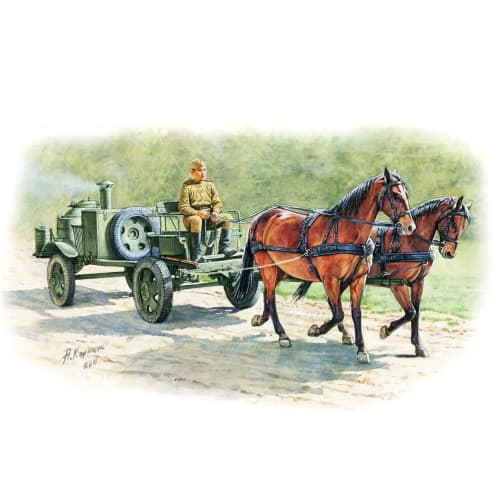 

Miniart 1/35 scale Soviet Field Kitchen 2KP-42 with 2 Draft Horses MA35057 Plastic Model