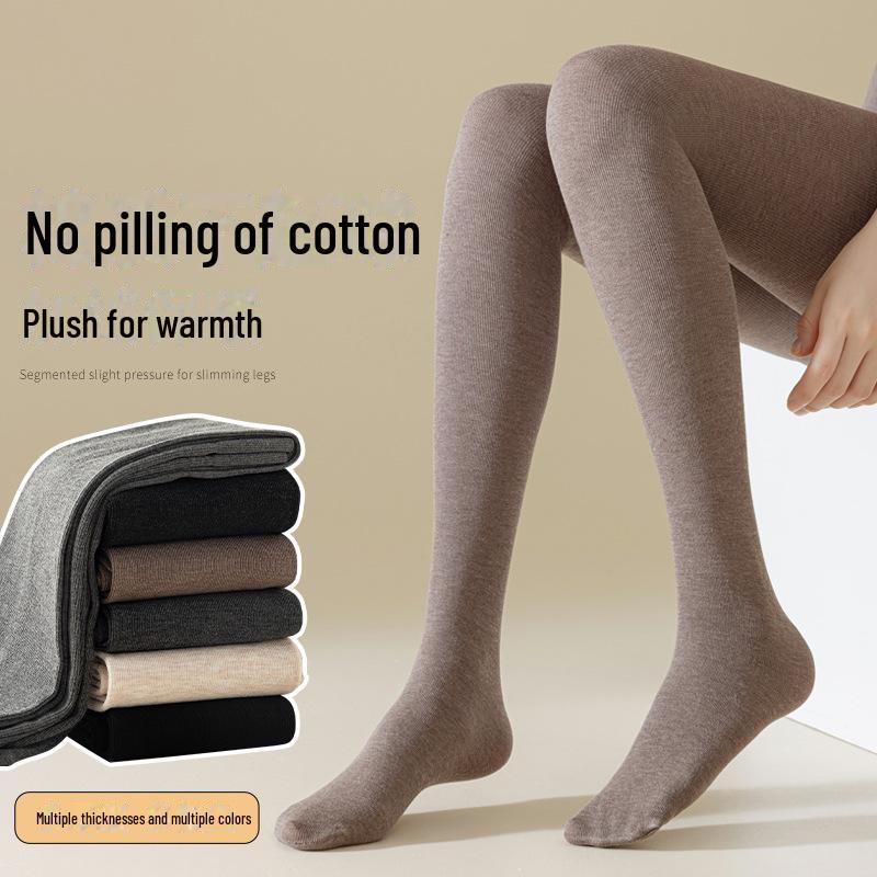 Beibige Women's Black Cotton Leggings - Winter-Ready, Bare Leg Effect, Thick Pantyhose