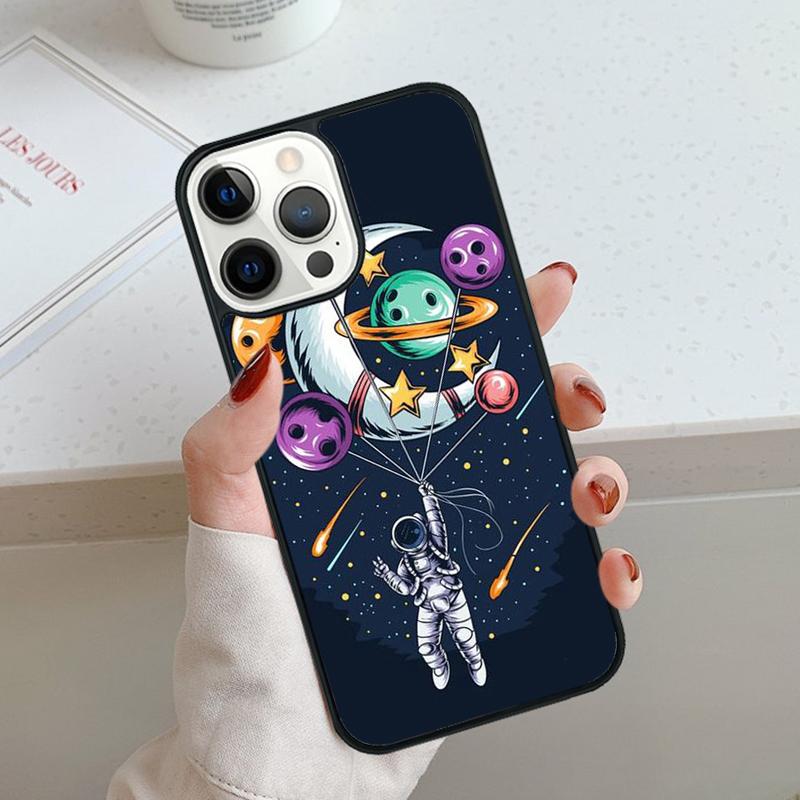 Space Astronaut Illustration Phone Case For iPhone 17 Air 11 12 13 14 15 16 Pro Max Cover For iPhone 17 Air Max Plus