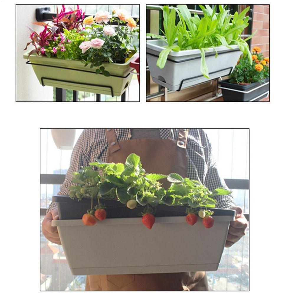 New Iron Hanging Planter Slip-on Design No Drill Window Box Bracket Heavy Duty Planter Box Bracket Balcony Railing