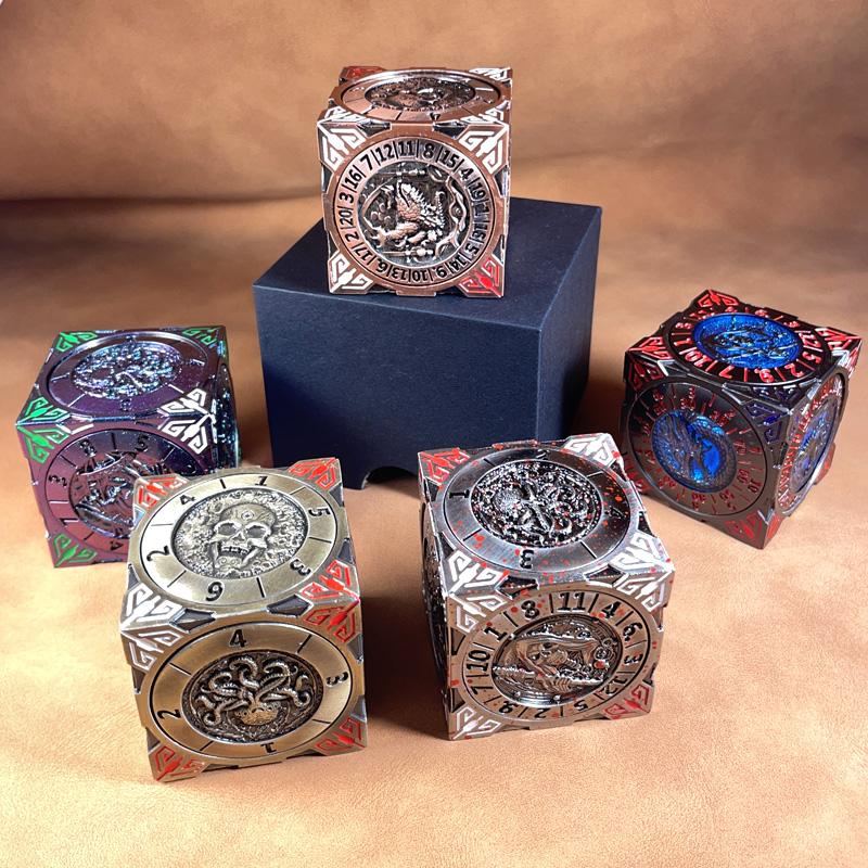 Spinner Würfel 7-in-1 Metall DND Würfelset Drachen Metallic D&D Würfel mit Geschenkbox für Dungeons and Dragon Spiel, RPG Rollenspiel Tischspiel Geschenke