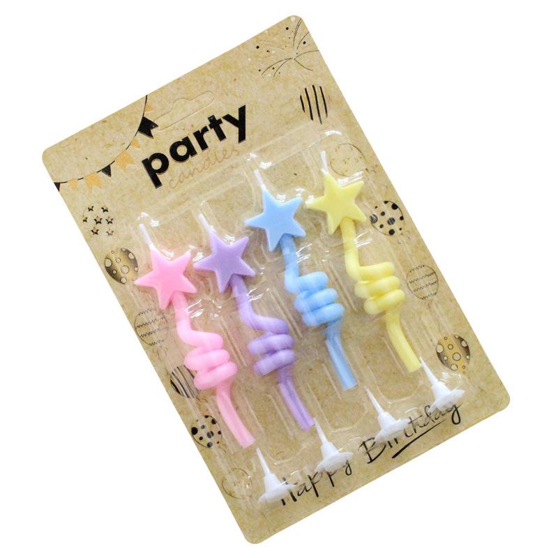 New Birthday Cake Twist Candle Colorful Curved Thumb Creative Love Five-pointed Star Shape Candle