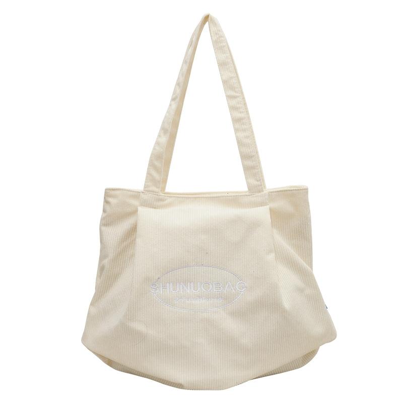 

Autumn and winter corduroy bag women s fashion literary velvet tote bag, casual large-capacity lazy wind shoulder bag белый