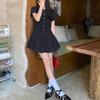 College Style Bubble Sleeve Shirt Dress Women's Summer New Temperament Waist Small Sweet Short Skirt