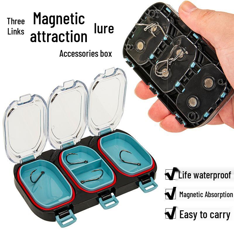 Kreuzblau Magnetische 3-teilige Multifunktionale Angelköder-Aufbewahrungsbox mit Transparentem Schwenkdeckel