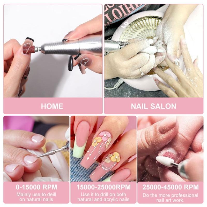 45000rpm Electric Nails Drill Machine Nail Polishing Machine with Drill Bits Nails File Manicure Tool for Gels Nail