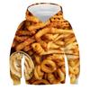 Moletons com Estampa de Batata Frita para Crianças Suéteres Coloridos com Estampa de Doce Macaron Frutas 3D Moletom Roupas Infantis