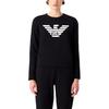 Emporio Armani FW23 Letter Logo Print Crew Neck Long Sleeve Sweatshirt Women Sweatshirt Navy-Blue 8N2M9E-2J49Z-F902
