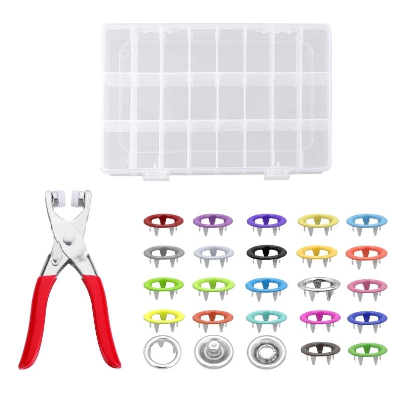 Metal Snap Button with Fastener Pliers Hollow Sewing Snaps Prong Snap Button Kits for DIY Crafting Clothing Sewing