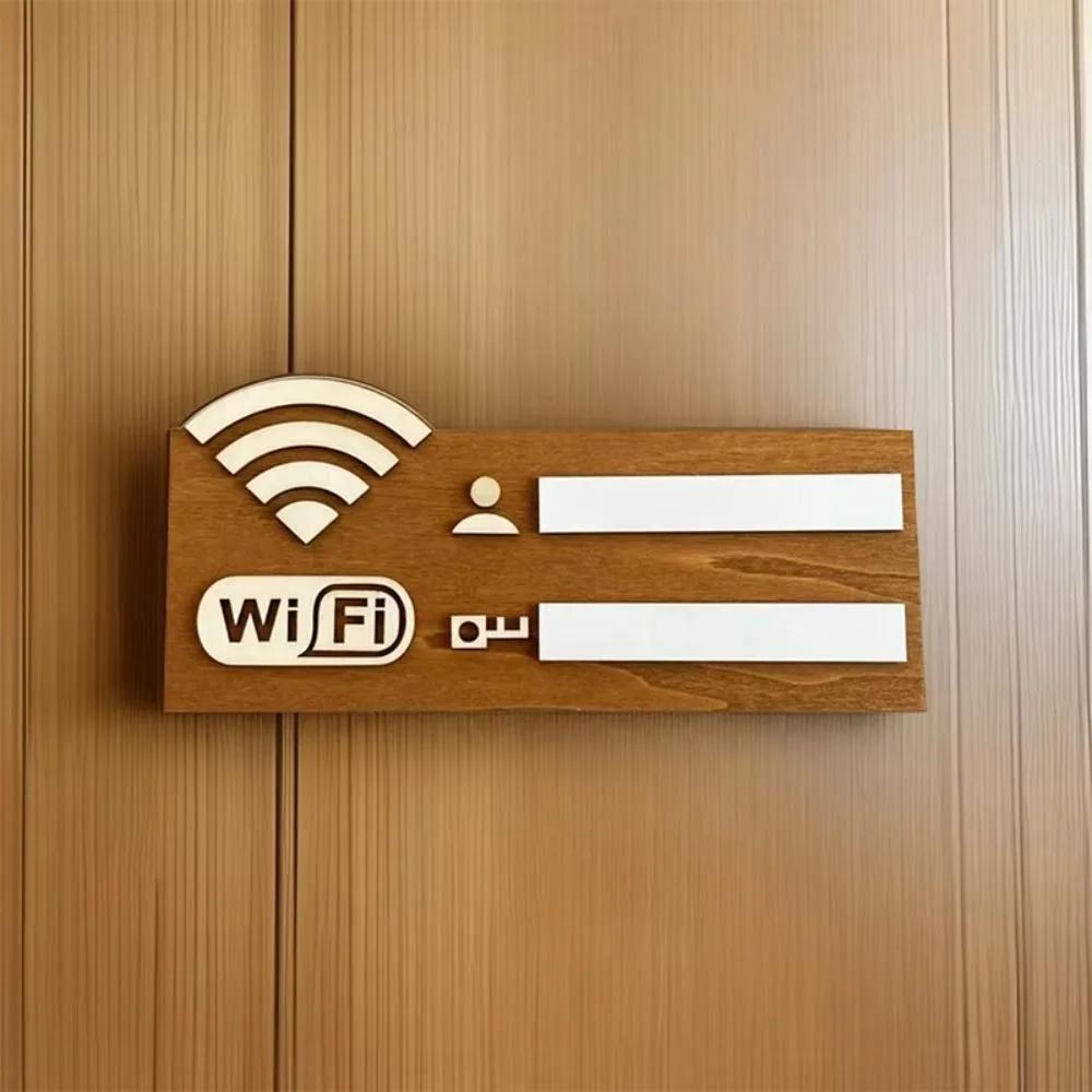Wooden WiFi Password Sign Rewritable Wall Mounted Wireless Network Indicator Plaque Multi-Purpose Use Handwriting WiFi Signage