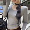 Retro Leopard Print Long Scarf Polka Dots Women Tie Multifunction Hairs Band Bags Handle Decoration Scarfs Fashion Accessories