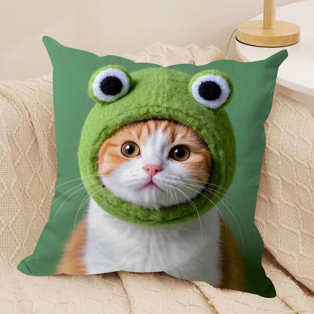 cute cat kawaii Cushion Cover Soft Plush Fabric DoubleSided Printed Cushion Covers for All Seasons Home Decor