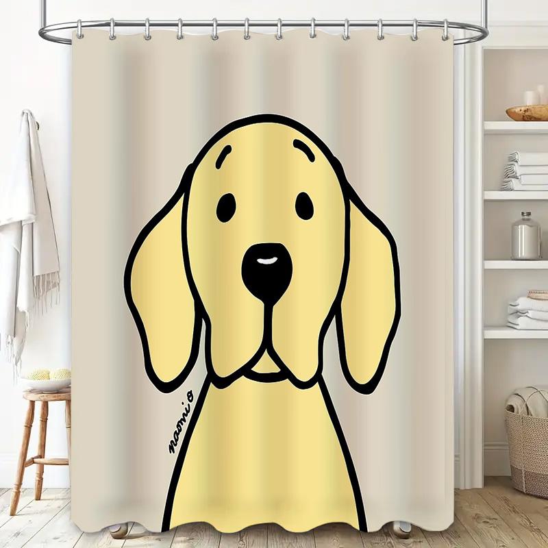 Dog Shower Curtain Waterproof Cute Puppy Pet Lover Bathroom Decor Fabric Liner Vintage Farmhouse Style Washable Home Textile
