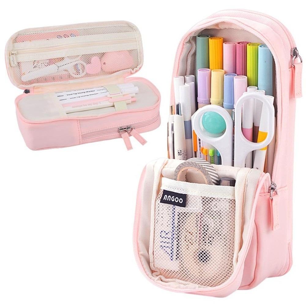 Double-layer Pen Storage Bag Simple Student Stationary Boxes Folding Pencil Case  Children