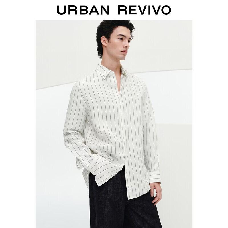 UR Men s 2026 Spring Striped Linen Open-Front Shirt XS