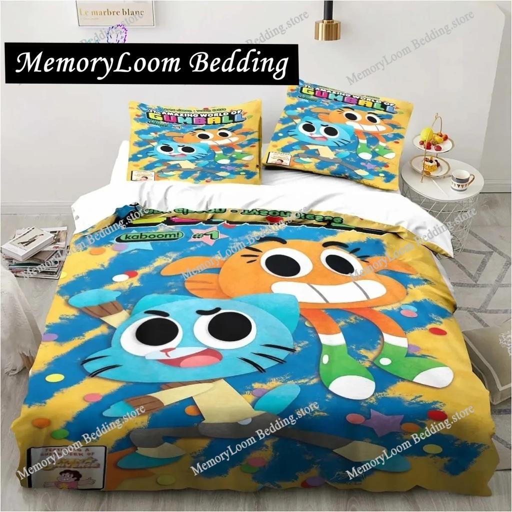 3D-gedrucktes Anime Amazing World Gumball Bettwäscheset Bettbezug Schlafzimmer Decke Einzel-Doppel-King-Size-Steppdecke Heimtextilien