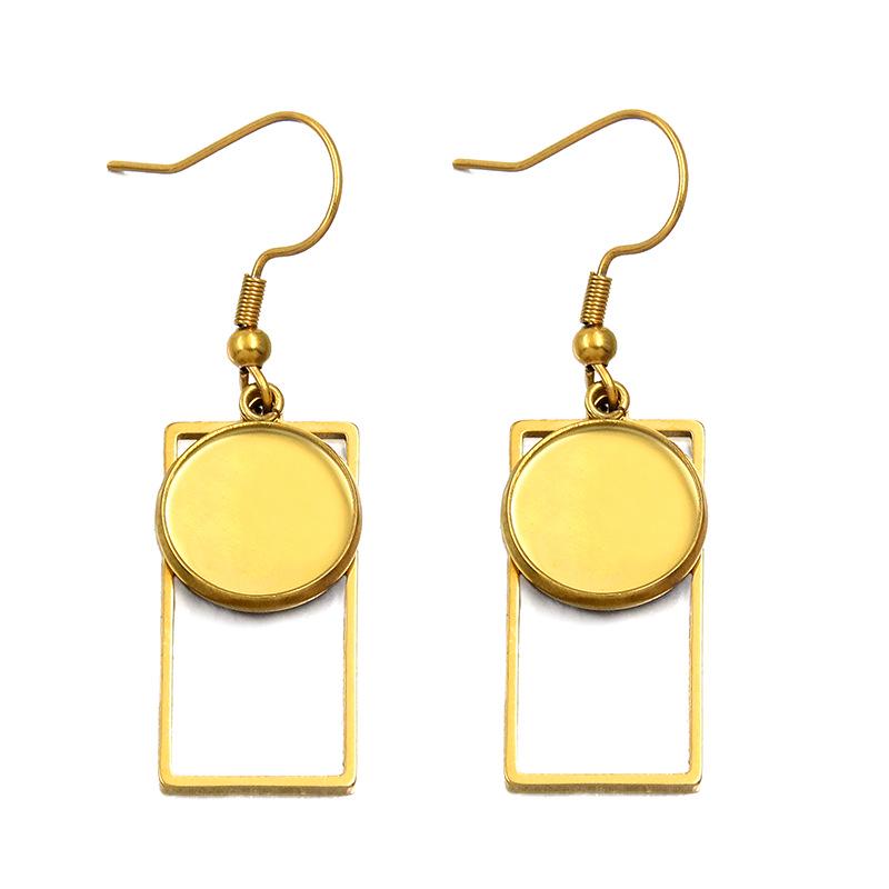 10 Styles Stainless Steel 12mm Time Gem Base Geometric Irregular Earring Hook Pendant