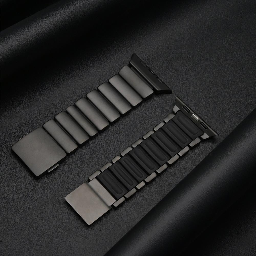 Rubber Luxury Bracelet for Apple Watch Series 11 10 46mm Ultra 3 49mm Titanium Magnetic Strap for Iwatch 9 8 5 SE 45mm 44mm Band