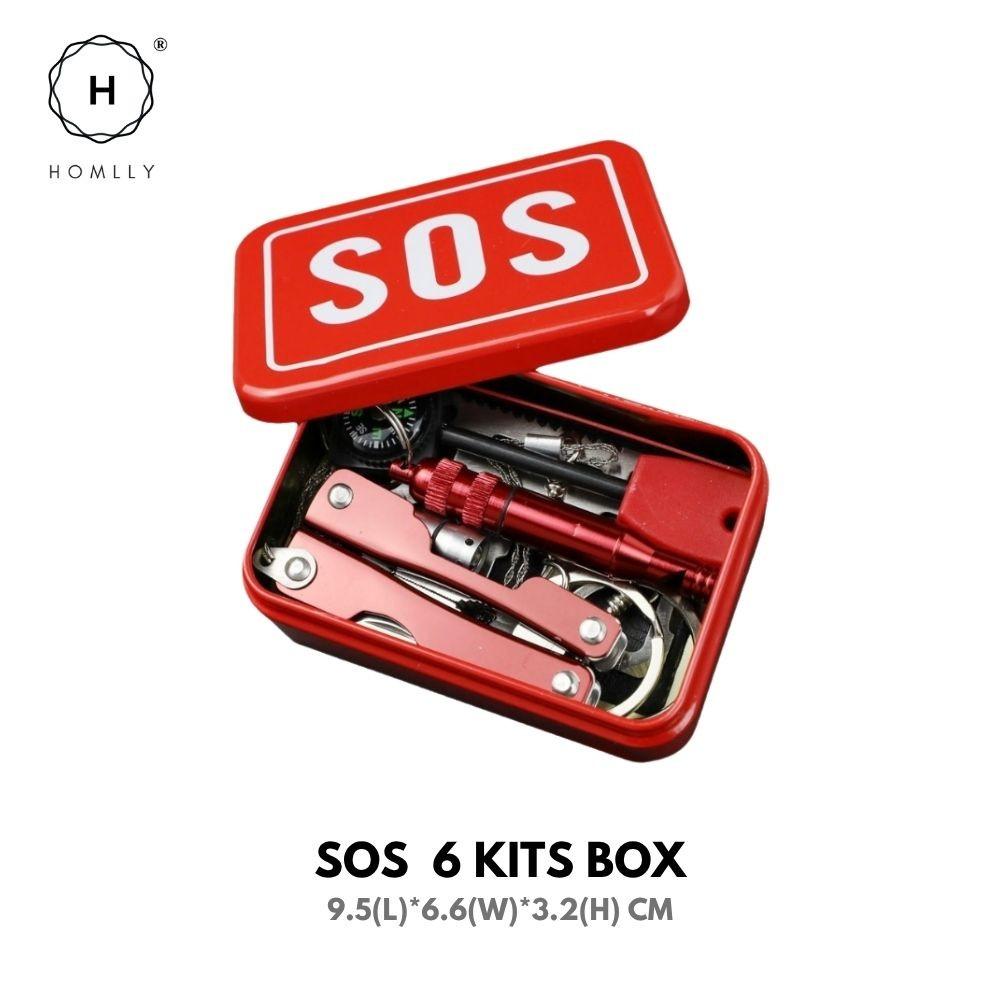 Homlly Набор для выживания на открытом воздухе, аварийный SOS-набор, коробка SOS 6 KITS