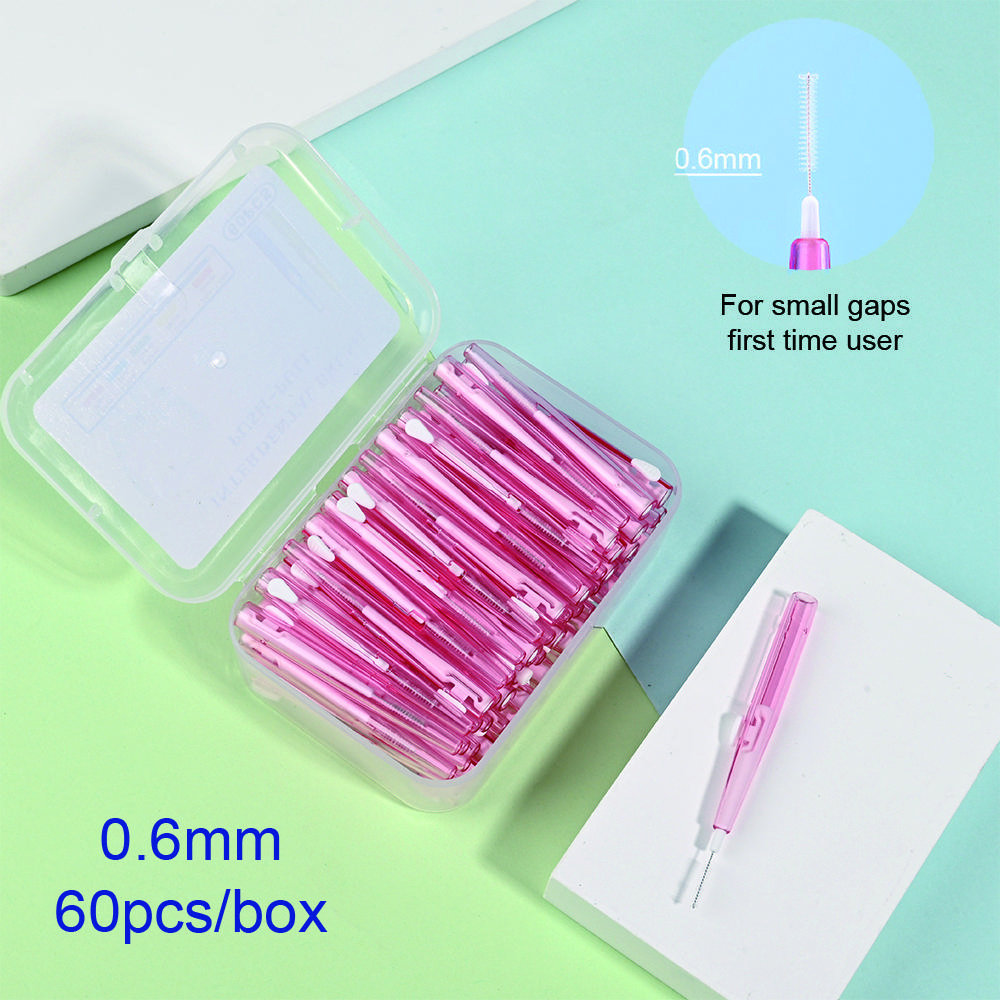 60pcs/box Interdental Brushes Dental Teeth Cleaning Orthodontics Oral Care Toothpick Dental Tool Floss Orthodontic Tooth Brush