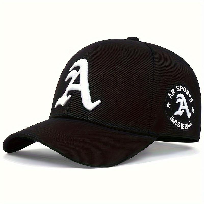 Embroidered Letter Baseball Unisex - Adjustable Cotton Hat for Outdoor Sports - Black One Size