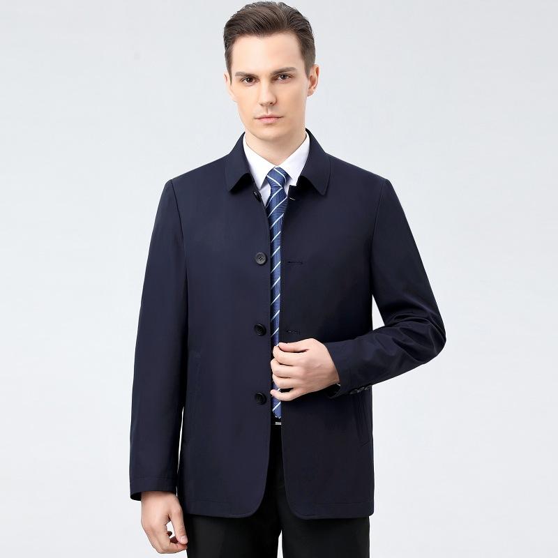 New Mulberry Silk Jacket Men's Business Casual Autumn Middle-aged Thin Lapel Non-iron Jacket Dad Wear Men