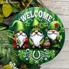 2D Flat, 1pc St. Patrick's Day Welcome Sign, Green Clover Gnome Wooden Ornament, Perfect for Patio Wall Front Door and Hallway Hanging Decoration