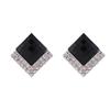 Elegant Geometric Black Rhombus Square Stud Earrings for Women