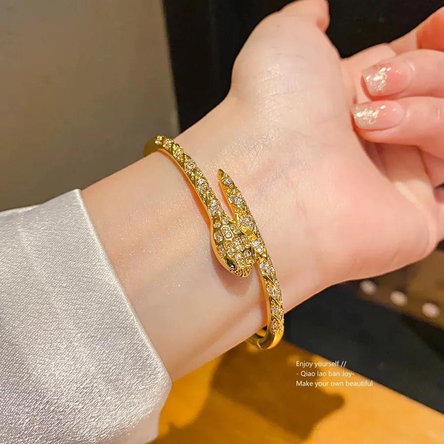 Armband Zirkon Mode Schlangenförmiges Armband Offen Leichter Luxus Hand Schmuck Hochwertiger Schmuck