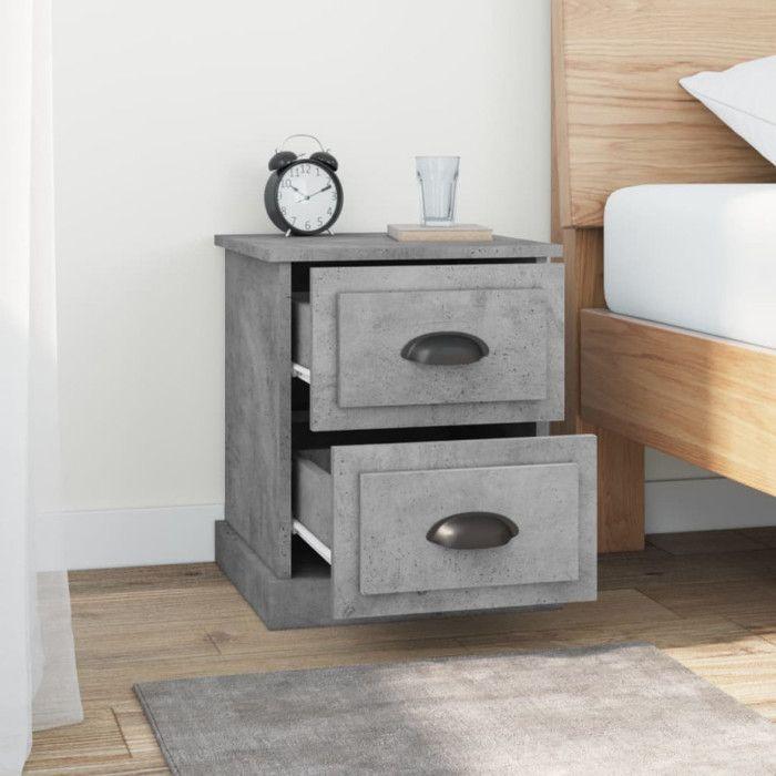 VidaXL Tables de chevet 2 pcs gris béton 39x39x47,5 cm bois ingénierie 816153