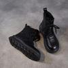 Johnature Genuine Leather Women's Shoes Leisure Thick Soled And Plush Warm Wool Lace-up Short Boots