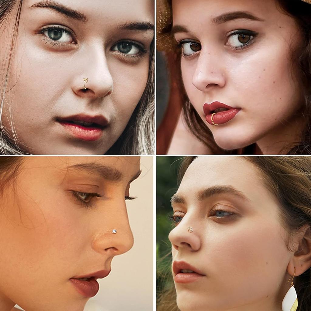 Bobisty Nose Ring Stainless Steel Nose Piercing Stud Septum Rings Lip Rings for Women Men