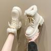 Fashion 2025 Winter Fluffy White Fur Women Short Snow Boots Fashion Plush Warm Platform Booties Comfort Square Heel Ladies Shoes