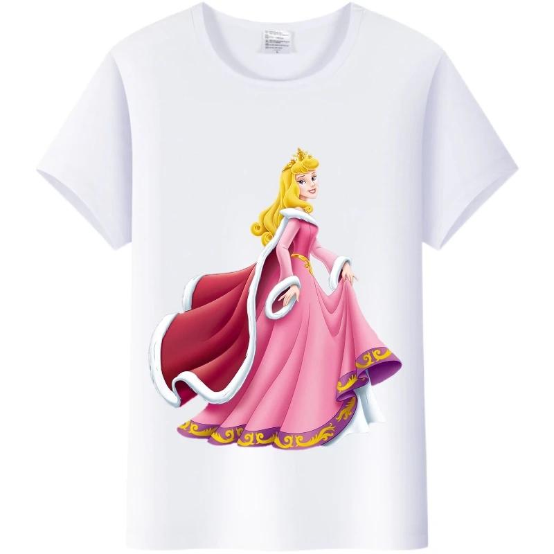 Casual Disney Cartoon Tee Sleeping Beauty Princess Graphics Shirt Women Summer Punk Top Plus Size T-Shirts Clothes Ladies Blouse