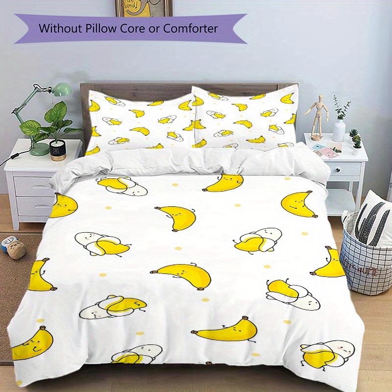 3pcs Banana Pattern Bedding Set, Breathable and Soft, Suitable for All Seasons, Ideal for Home Use, Suitable for Bedroom Decor 21112