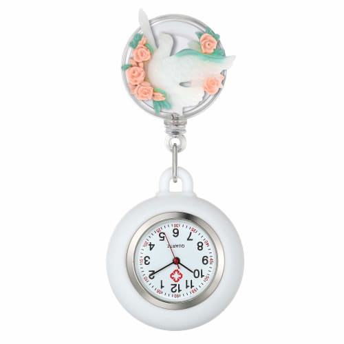 

Lancardo Nurse Watch, Clip-on Pocket Watch for Nurses, Unisex, Easy-to-Read Numerals, Peace Dove Ornament, Floral Design, Fashionable and Cute, Perfec